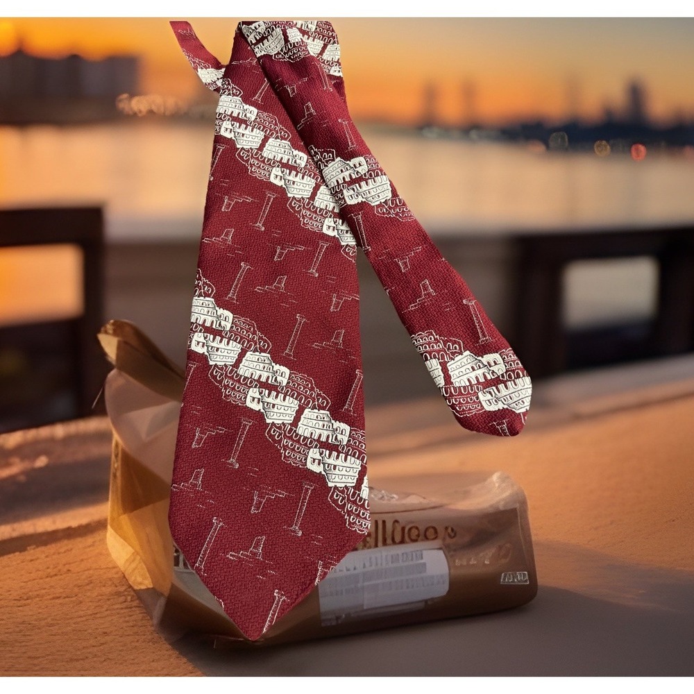VTG Resilio Necktie 60s Textured Burgundy & White Colosseum 4.25x55" Grandpacore